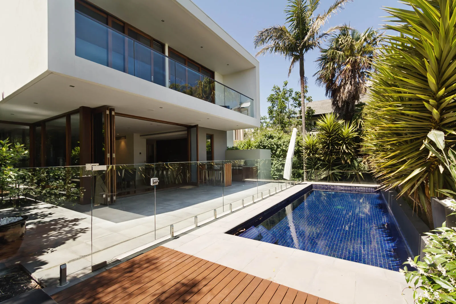 Contemporary home with a terrace and swimming pool